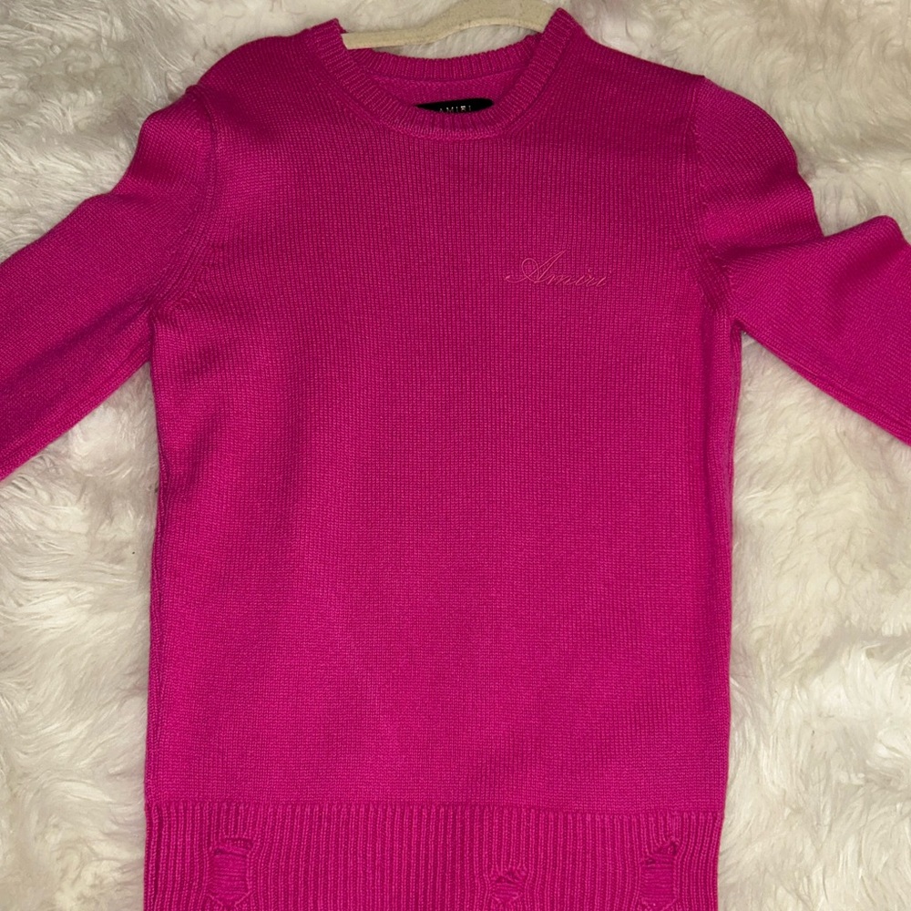 Pink Distressed Amiri Sweater